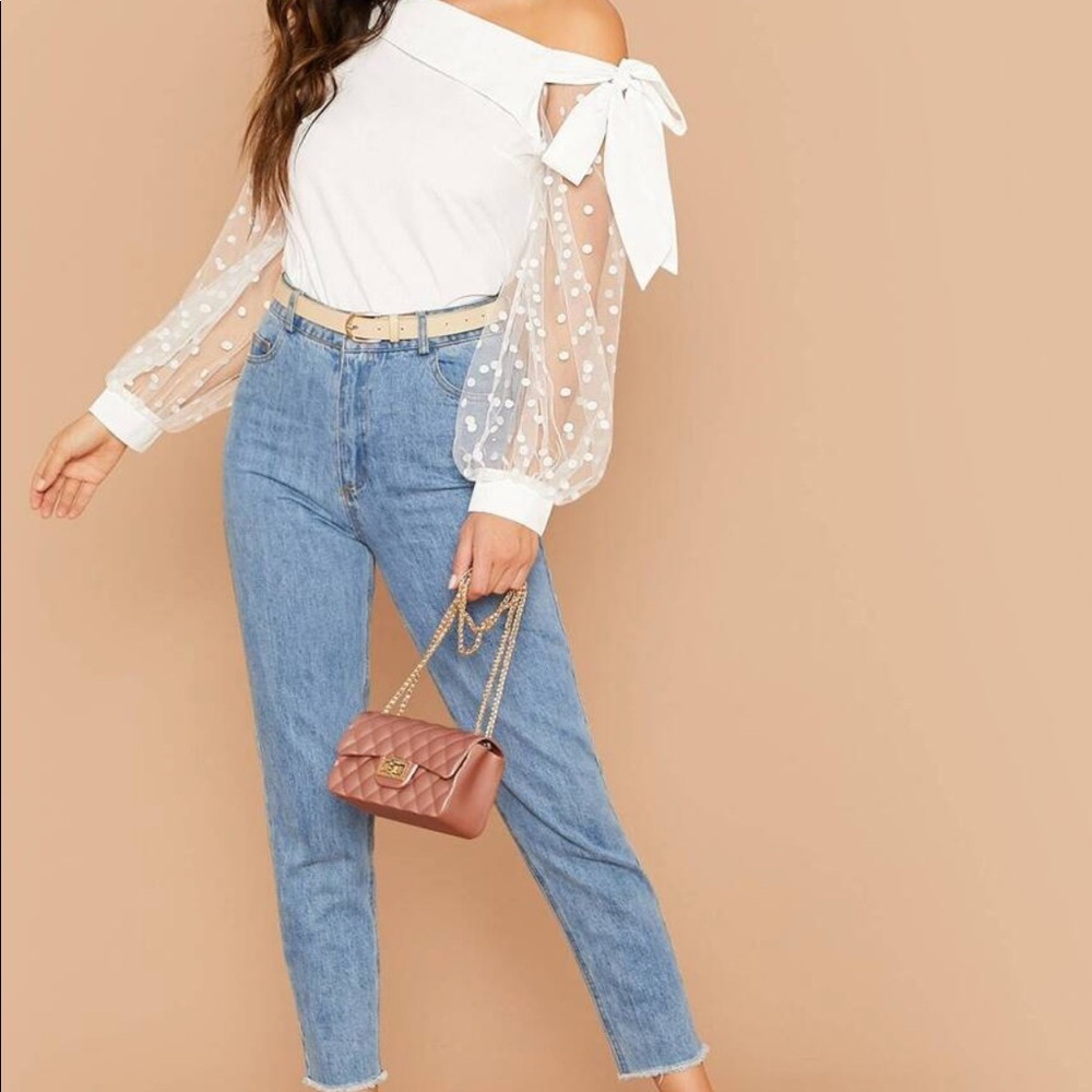 CHARLIZE Polka Dot sheer sleeve blouse - Picture 5 of 5